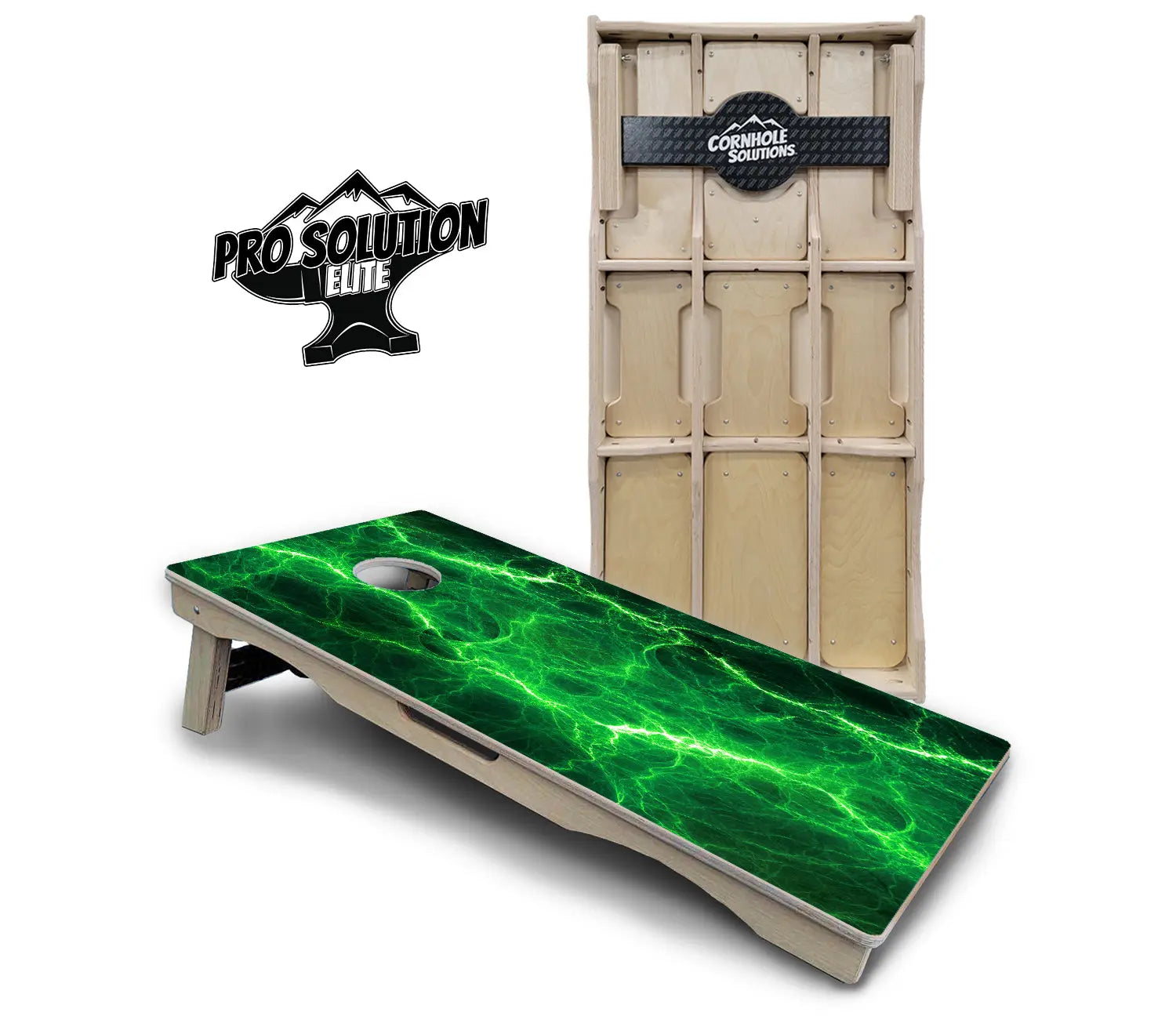Blue & Green Lightning Cornhole Boards - Pro Solution Elite Series Cornhole Solutions