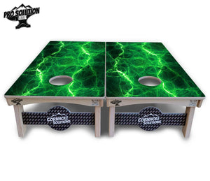 Blue & Green Lightning Cornhole Boards - Pro Solution Elite Series Cornhole Solutions