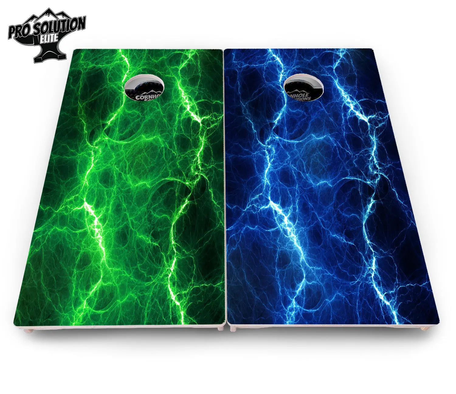 Blue & Green Lightning Cornhole Boards - Pro Solution Elite Series Cornhole Solutions