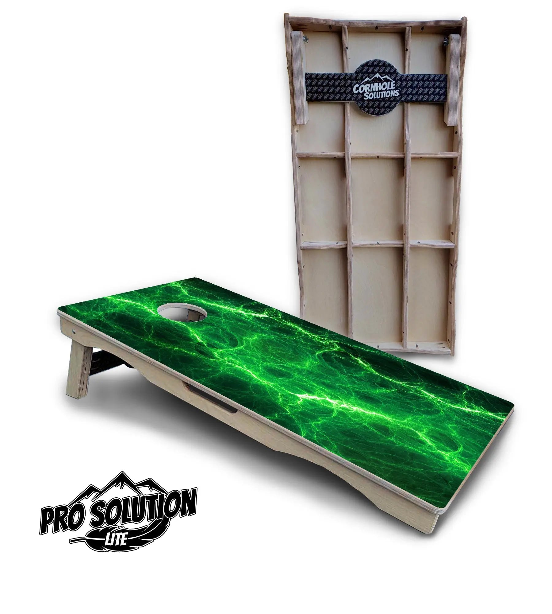 Blue & Green Lightning Cornhole Boards - Pro Solution Lite Series by Cornhole Solutions, custom cornhole board detail photo 2