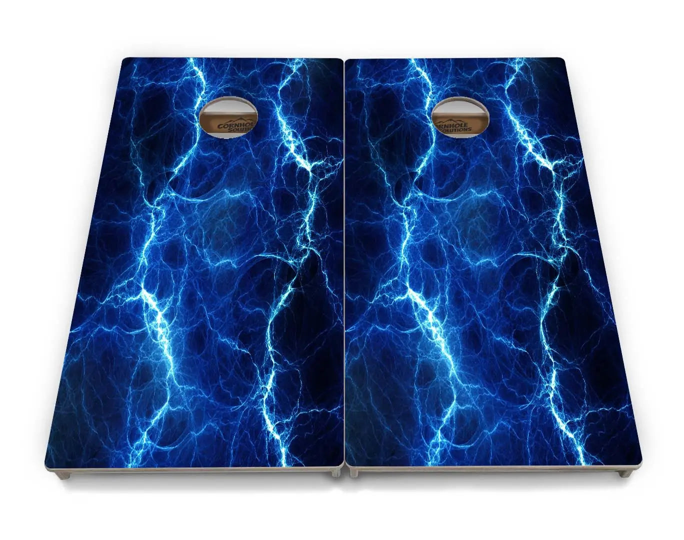 Blue & Green Lightning Cornhole Boards - Professional Tournament Series by Cornhole Solutions, custom cornhole board detail photo 2