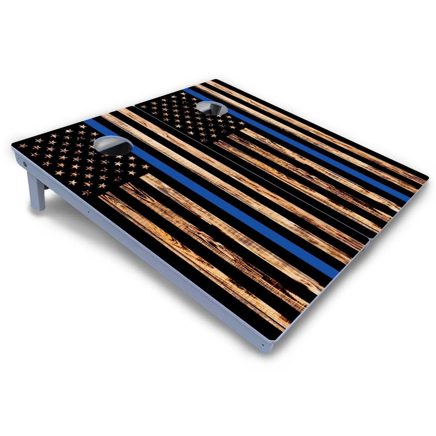 Blue & Red Line Burnt Flag Cornhole Boards - All Weather Series Cornhole Solutions