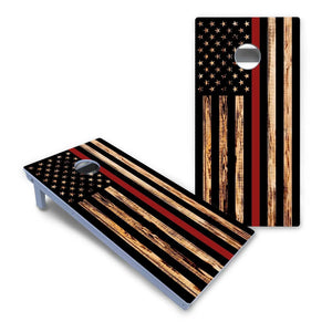 Blue & Red Line Burnt Flag Cornhole Boards - All Weather Series Cornhole Solutions