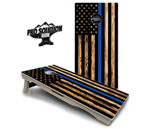 Blue & Red Line Burnt Flag Cornhole Boards - Pro Solution Elite Series by Cornhole Solutions, custom cornhole board detail photo 3