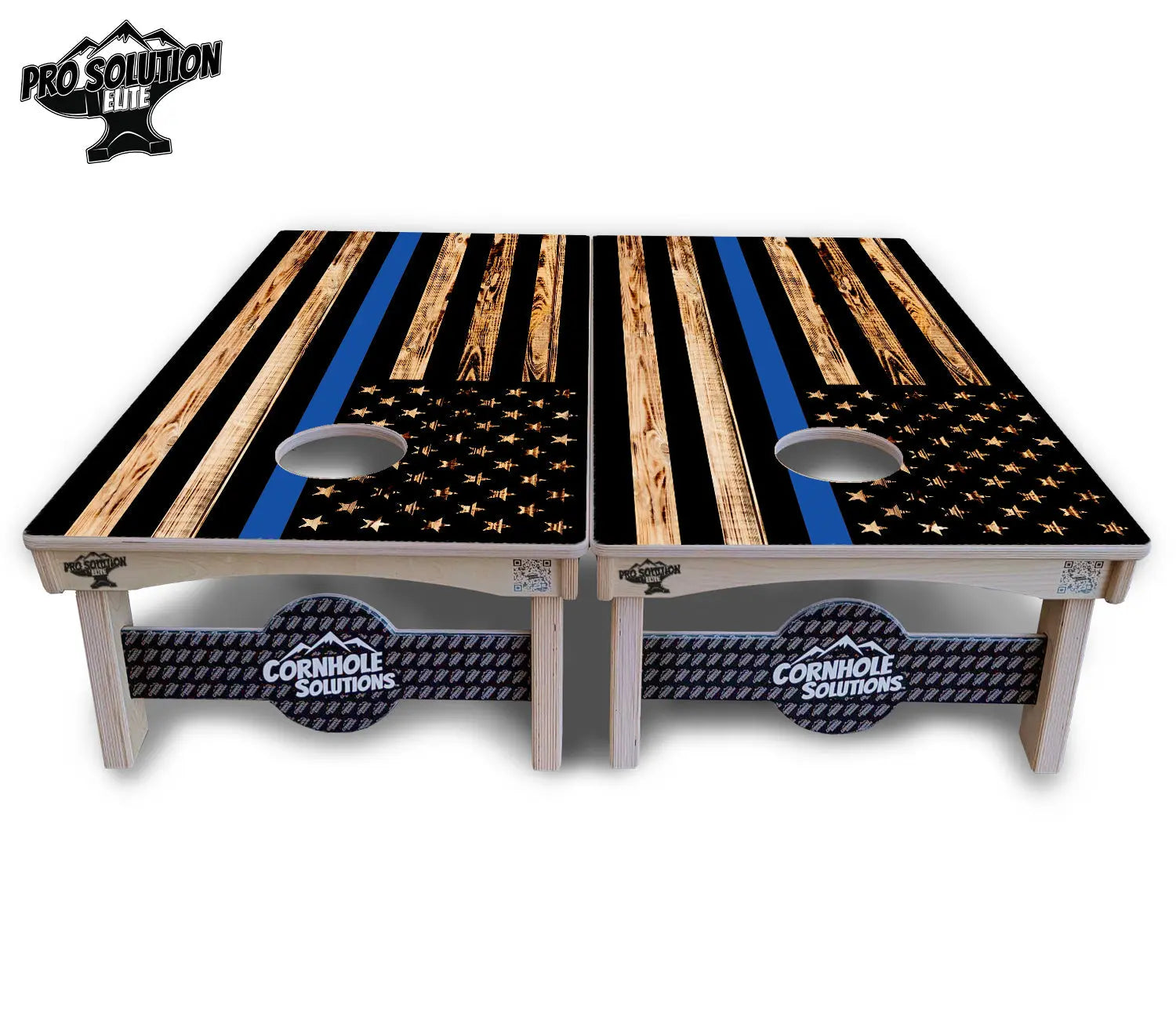 Blue & Red Line Burnt Flag Cornhole Boards - Pro Solution Elite Series by Cornhole Solutions, custom cornhole board detail photo 4