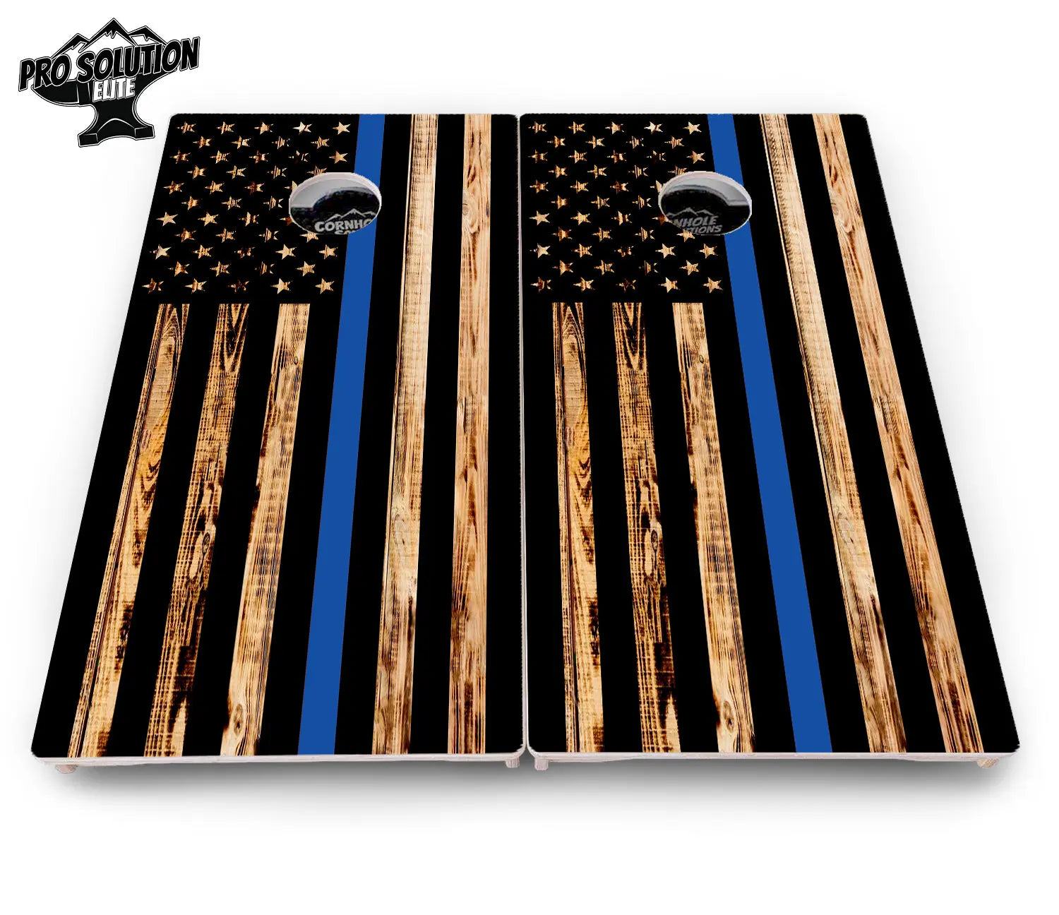 Blue & Red Line Burnt Flag Cornhole Boards - Pro Solution Elite Series by Cornhole Solutions, custom cornhole board detail photo 5