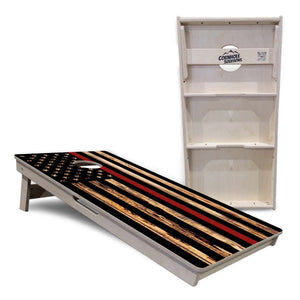 Blue & Red Line Burnt Flag Cornhole Boards - Professional Tournament Series by Cornhole Solutions, custom cornhole board detail photo 11