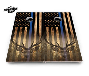 Blue & Red Line Deer & Fish Flag Cornhole Boards - Pro Solution Lite Series Cornhole Solutions