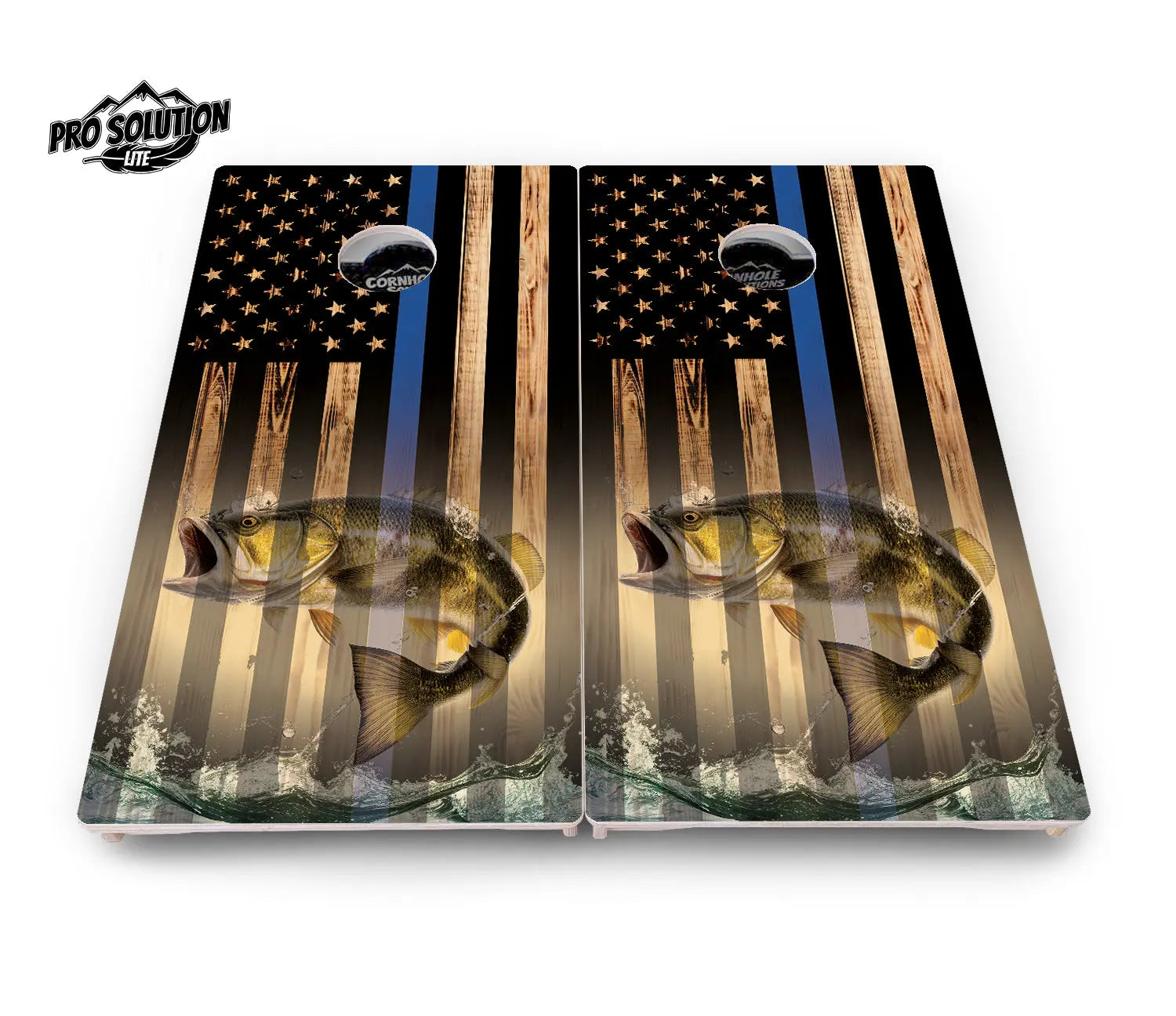 Blue & Red Line Deer & Fish Flag Cornhole Boards - Pro Solution Lite Series Cornhole Solutions