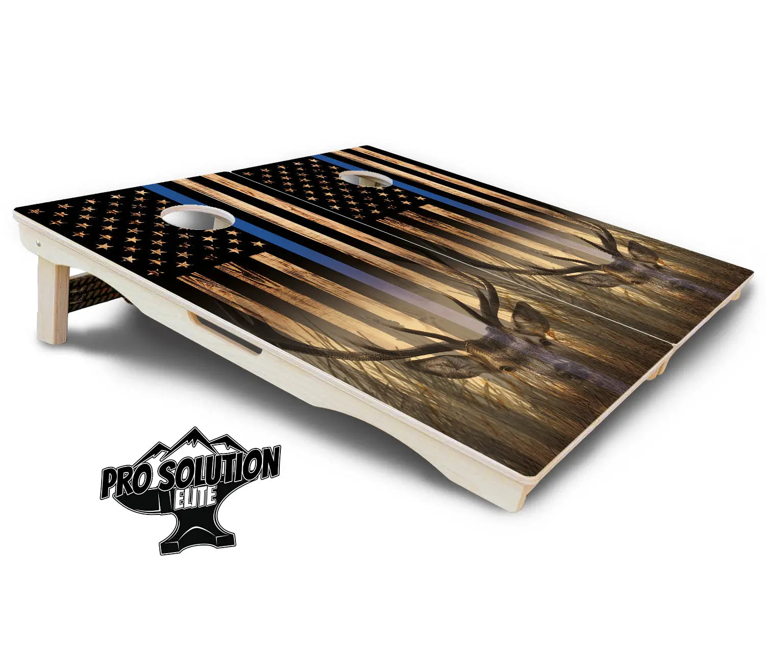 Blue & Red Line Flag Deer & Fish Flag Cornhole Boards - Pro Solution Elite Series by Cornhole Solutions, custom cornhole board detail photo 6