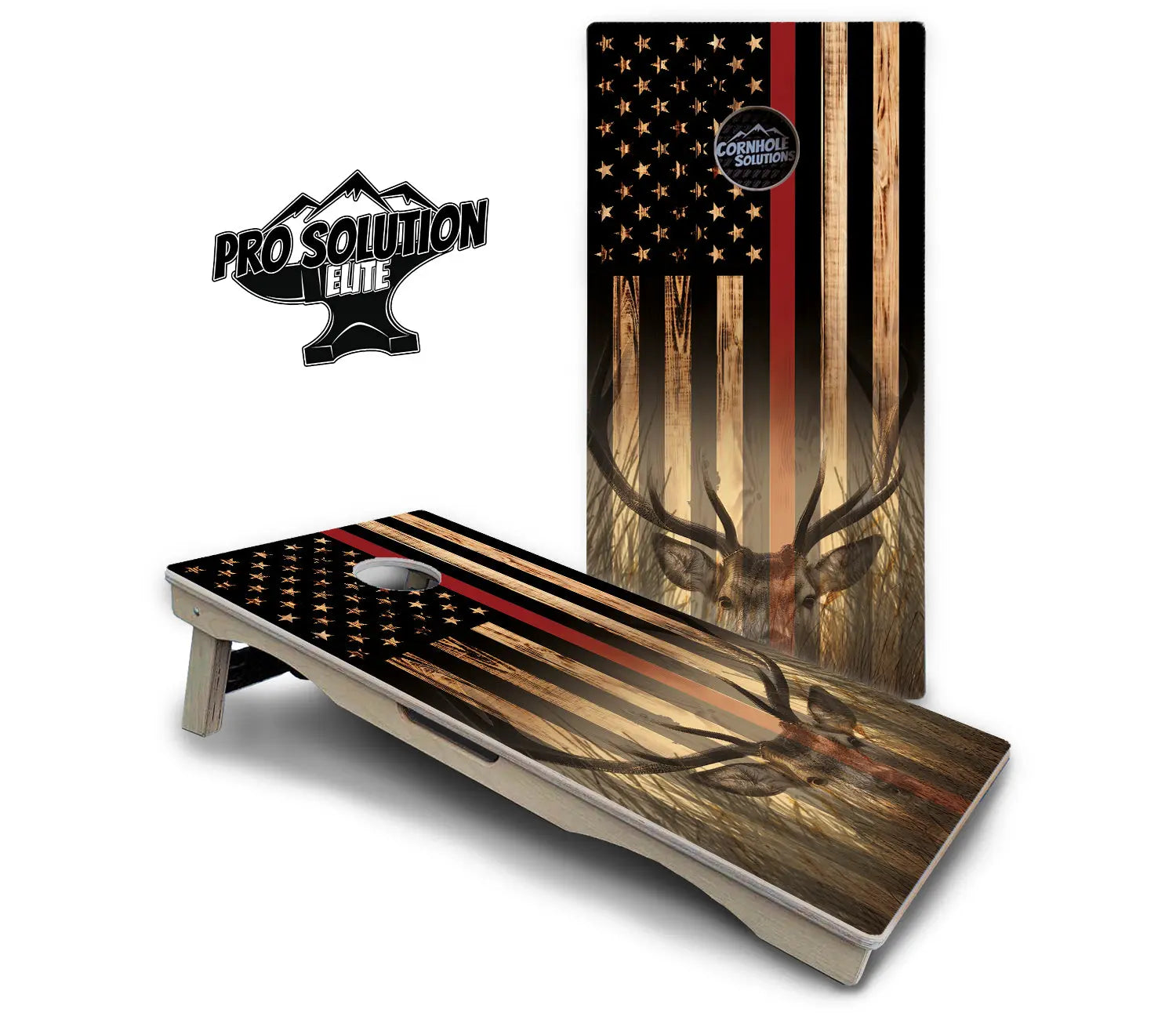 Blue & Red Line Flag Deer & Fish Flag Cornhole Boards - Pro Solution Elite Series by Cornhole Solutions, custom cornhole board detail photo 9