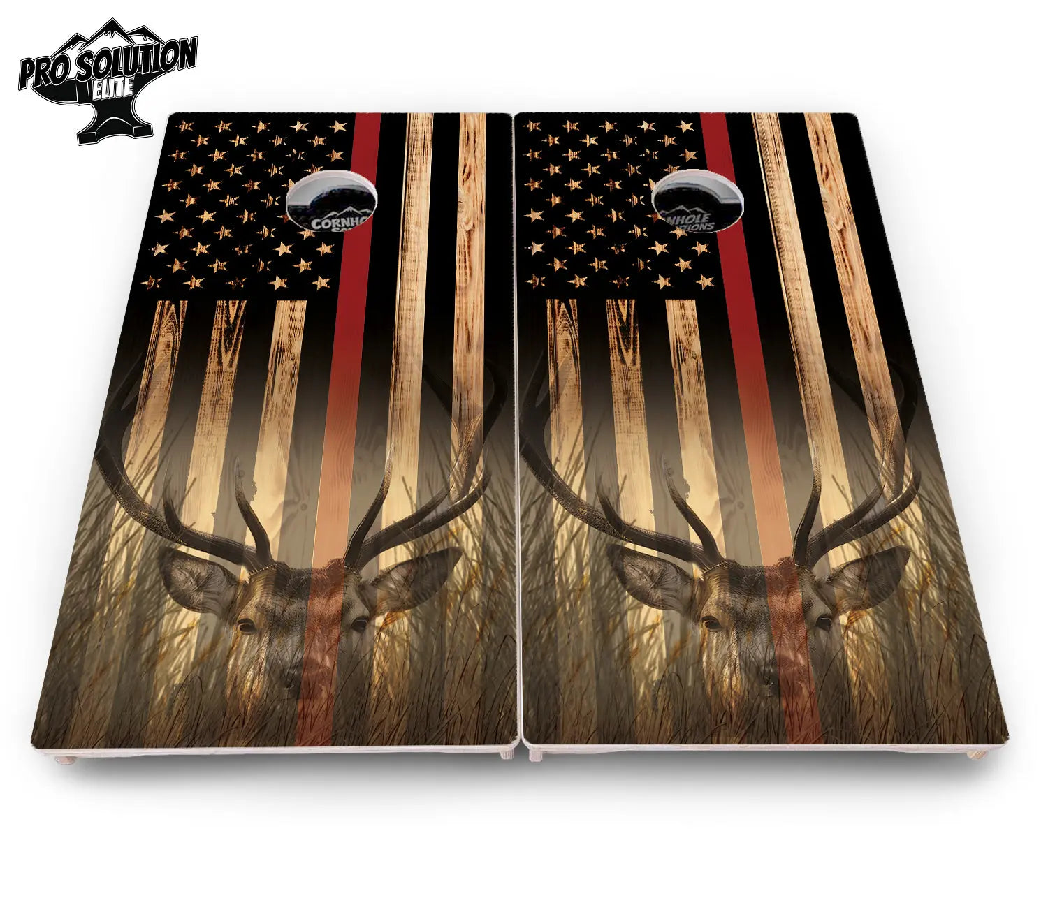 Blue & Red Line Flag Deer & Fish Flag Cornhole Boards - Pro Solution Elite Series by Cornhole Solutions, custom cornhole board detail photo 10