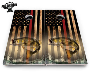 Blue & Red Line Flag Deer & Fish Flag Cornhole Boards - Pro Solution Elite Series by Cornhole Solutions, custom cornhole board detail photo 12