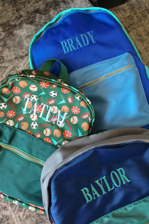Blue + Teal Colorblock Backpack KenzKustomz