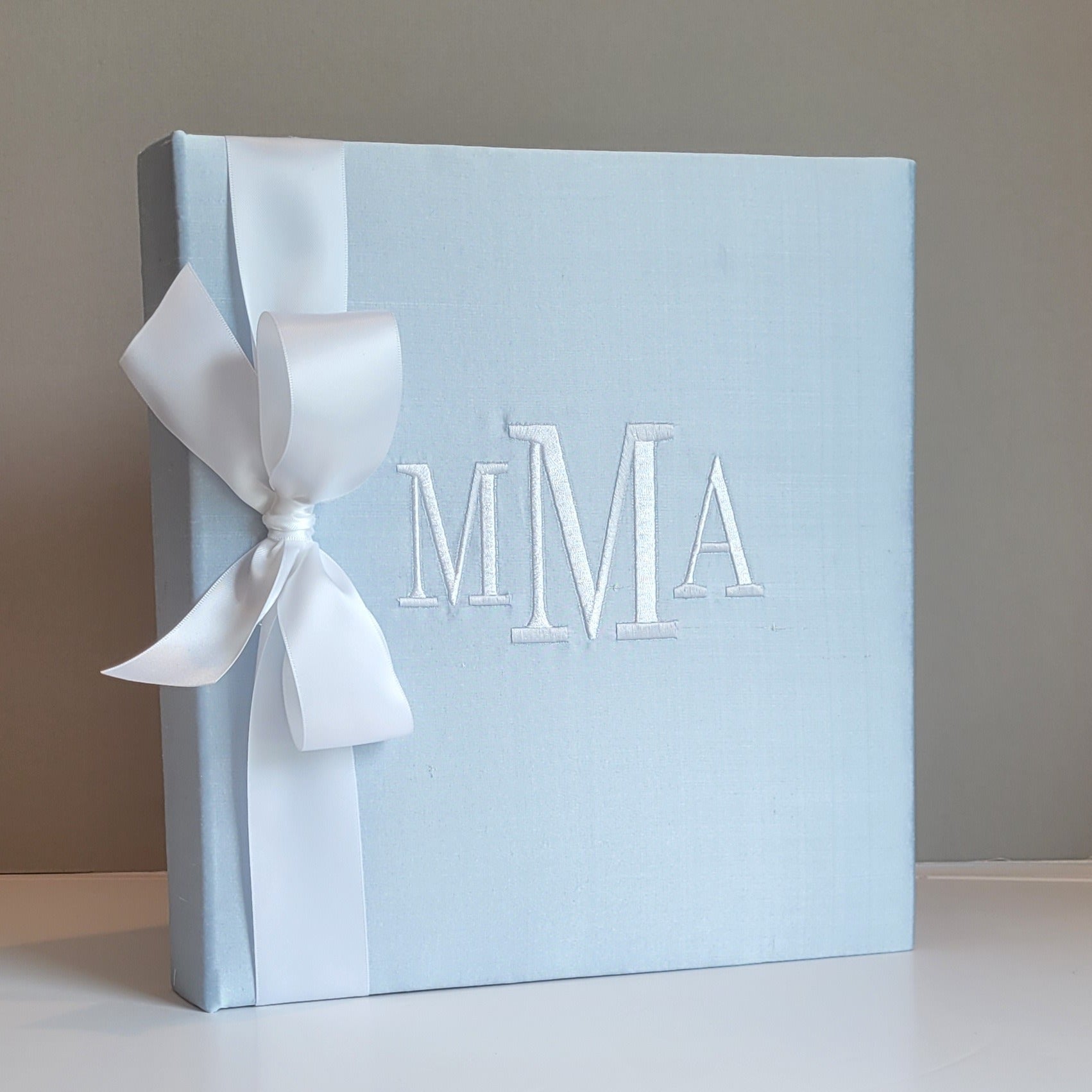 Baby Memory Book - Blue Shantung (w/ SATIN Bow) by AP Creations in Tuscaloosa, paper gift detail photo 2