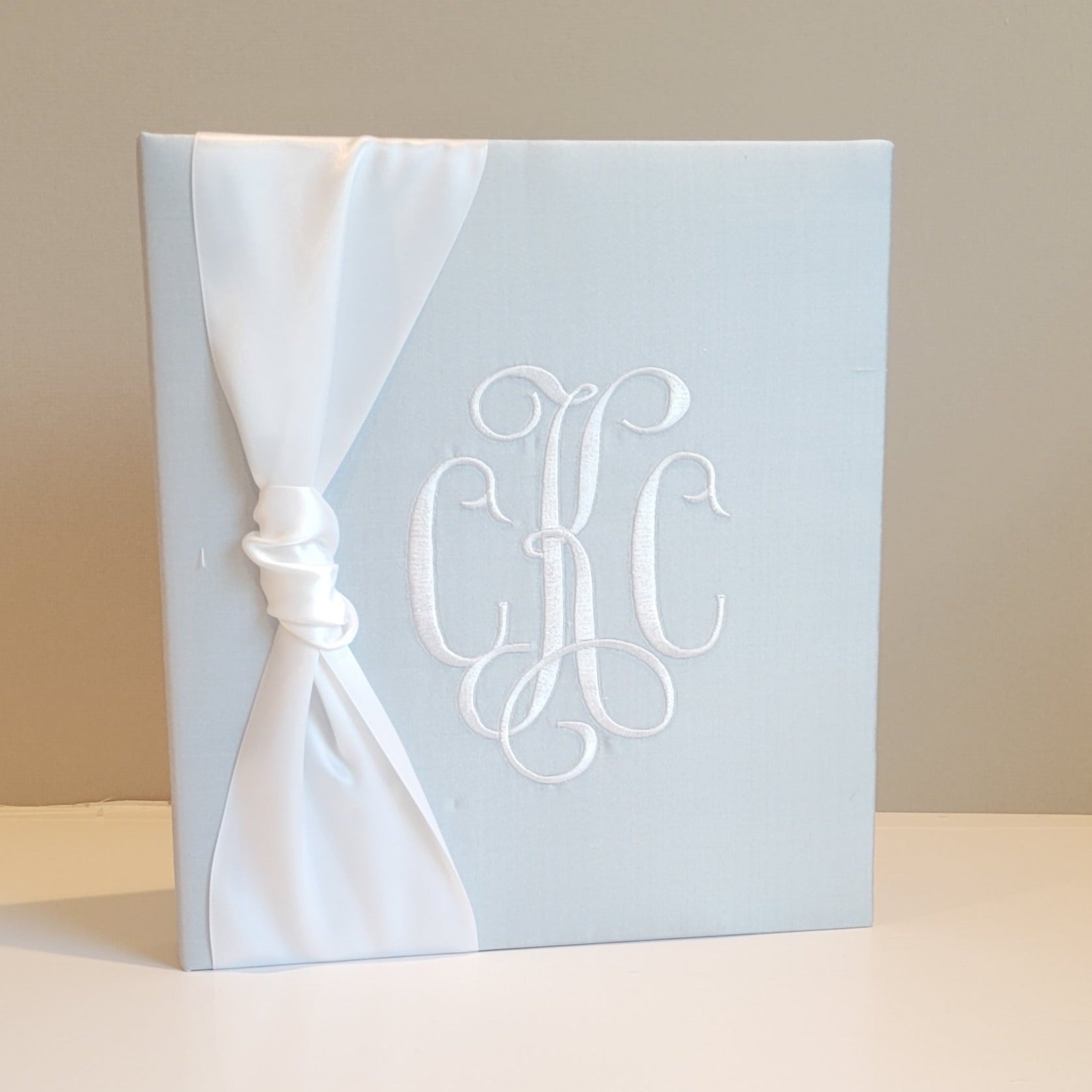 Baby Memory Book - Blue Shantung (w/ SATIN Bow) by AP Creations in Tuscaloosa, paper gift main product photo