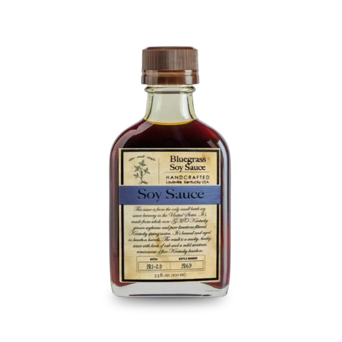 Bluegrass Soy Sauce bottle with label