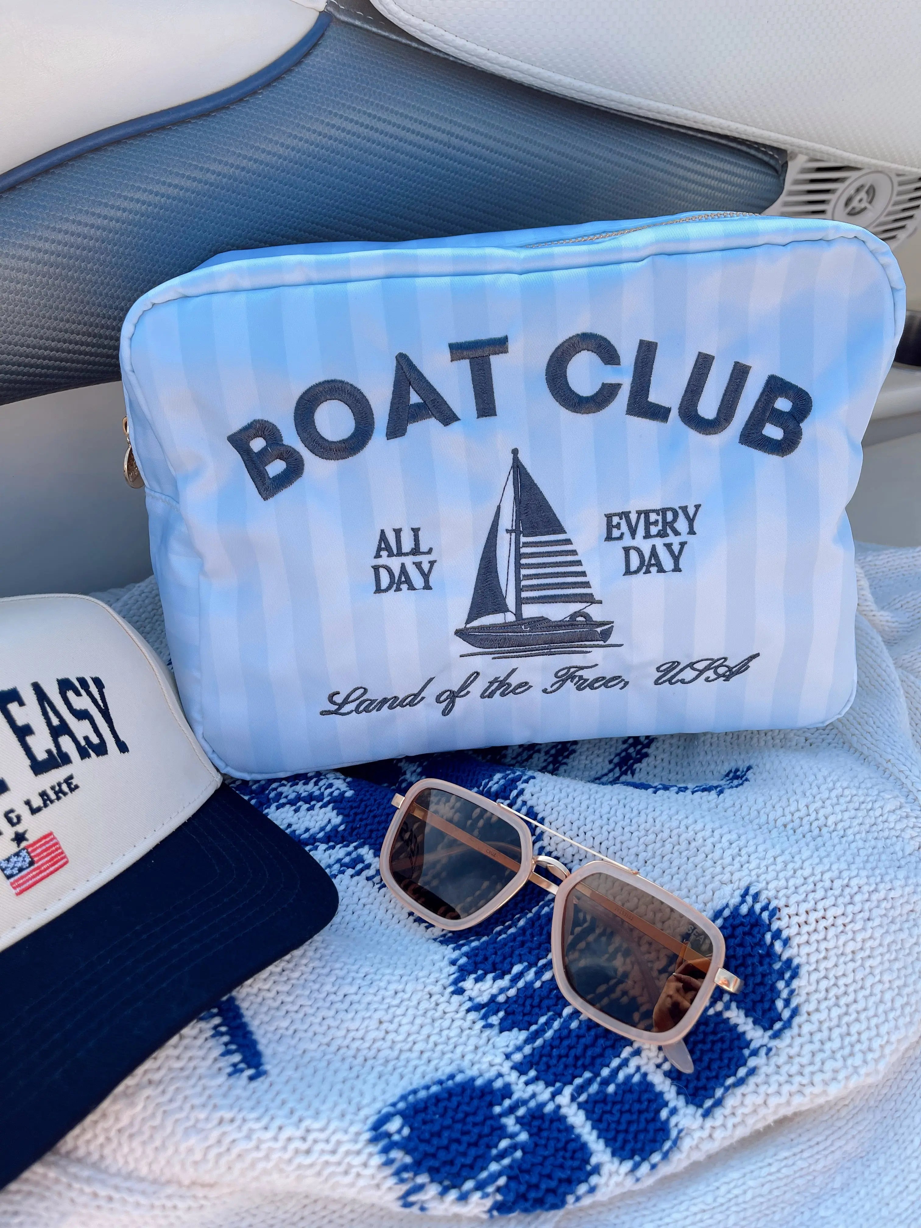 Boat Club - Blue Stripes XL Bag by KenzKustomz, handmade leather goods main product photo