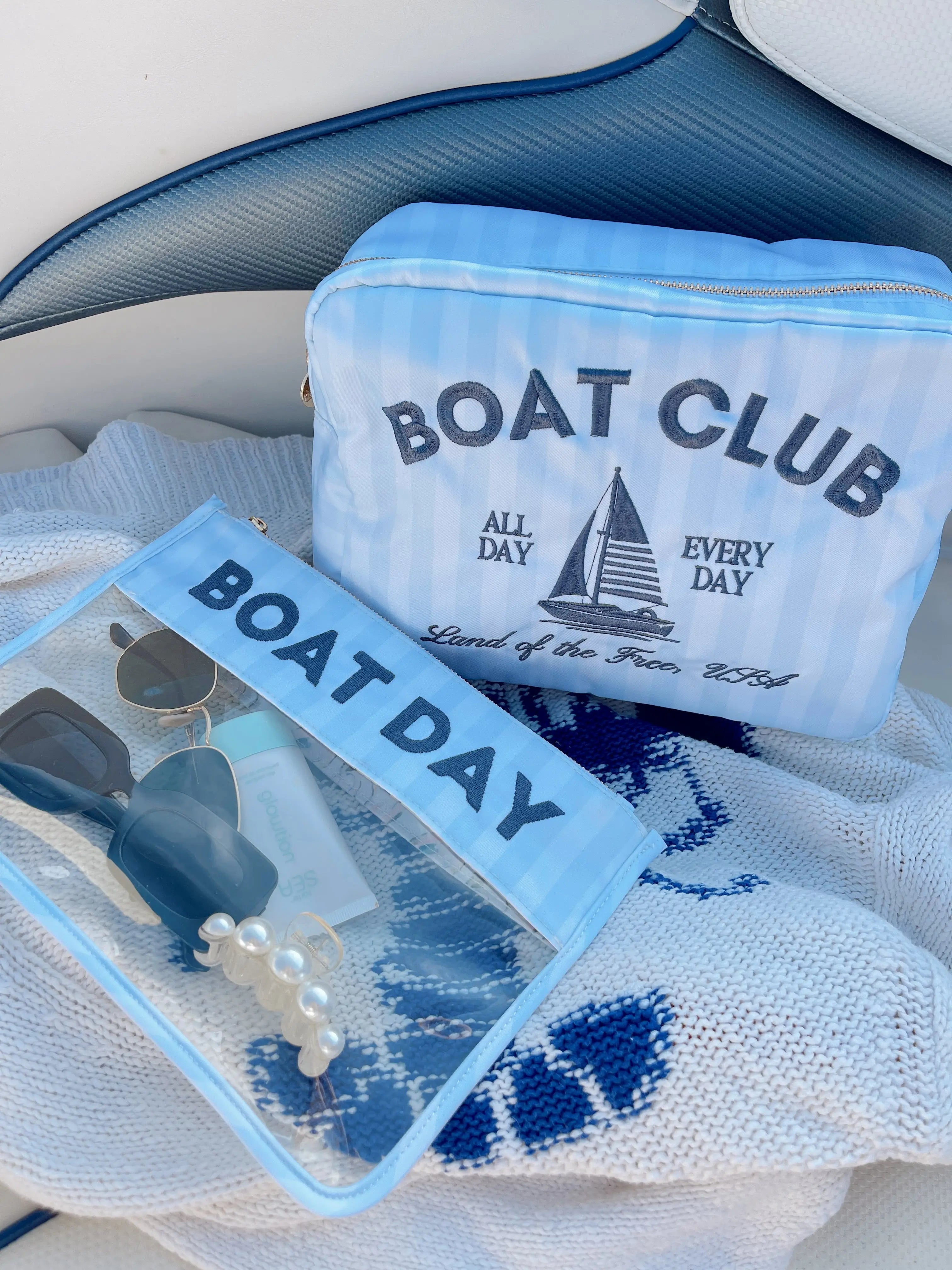 Boat Club - Blue Stripes XL Bag by KenzKustomz, handmade leather goods detail photo 2