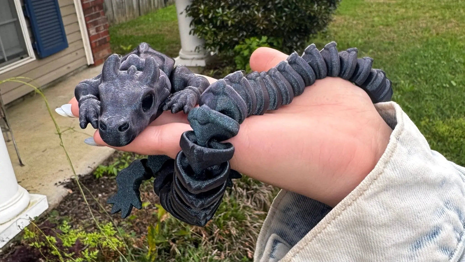 Bone Dragon 3D Printed Fidget Toy | Large Fantasy Sensory Toy by Mushroom Lady Co, paper gift detail photo 5