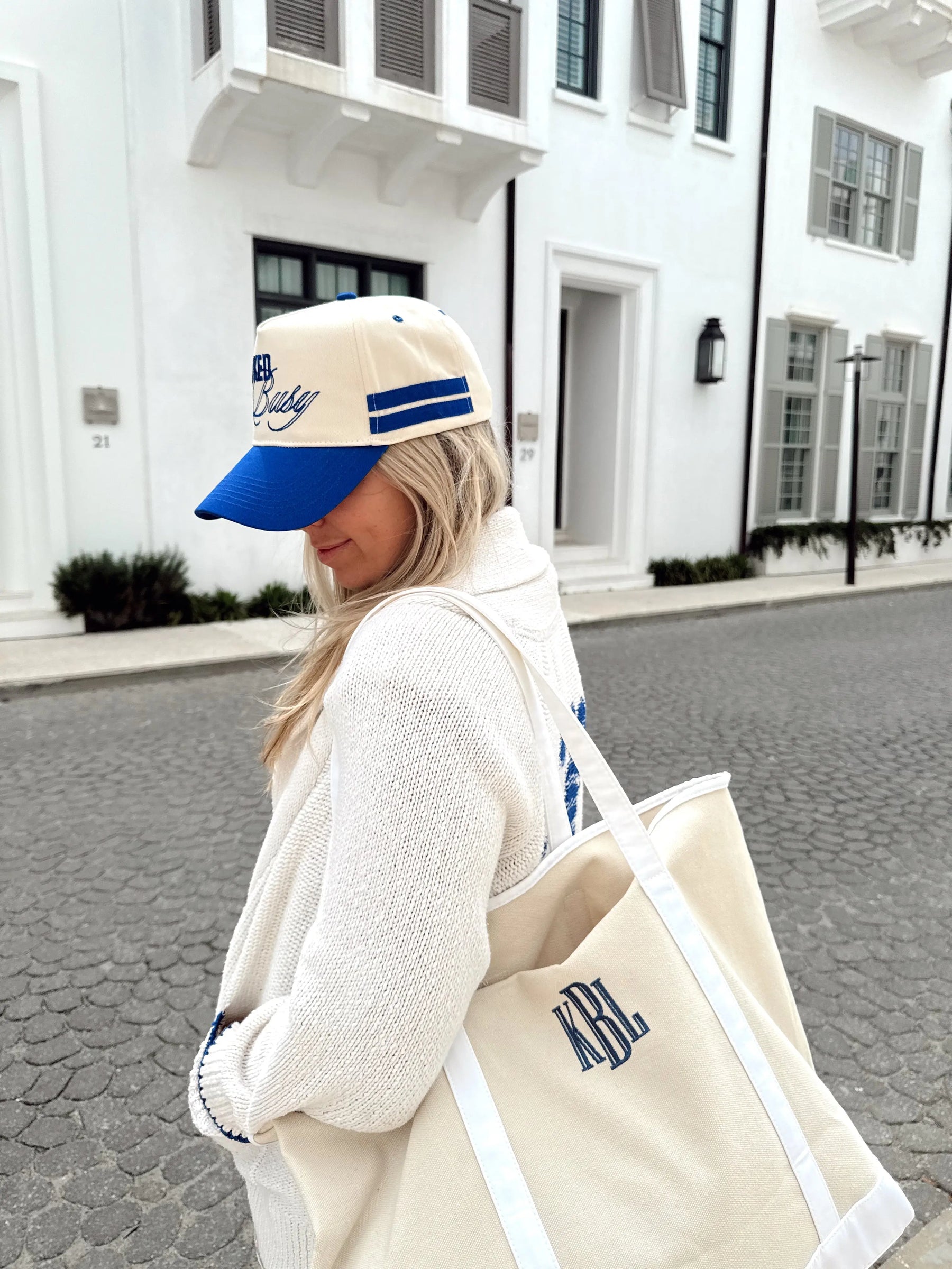 Booked and Busy - Royal Blue Vintage Trucker Hat by KenzKustomz, Southern lifestyle apparel detail photo 6