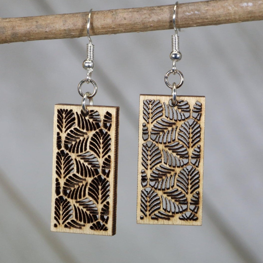 Botanical Bar Wooden Dangle Earrings | Nature Jewelry by Cate's Concepts, LLC, handmade jewelry main product photo