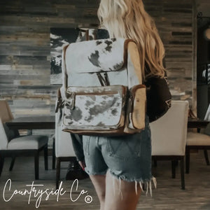 Boulder Cowhide Conceal Carry Backpack with brown leather trim