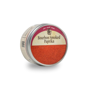 Bourbon Smoked Paprika spice in a round tin with red lid