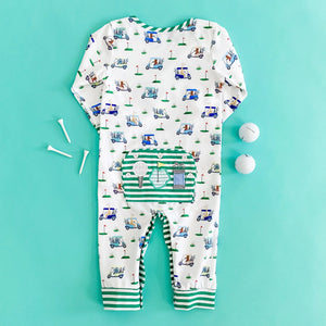 Boys Fairway Golf Romper by Seven Lantern Lane, Southern lifestyle apparel detail photo 10