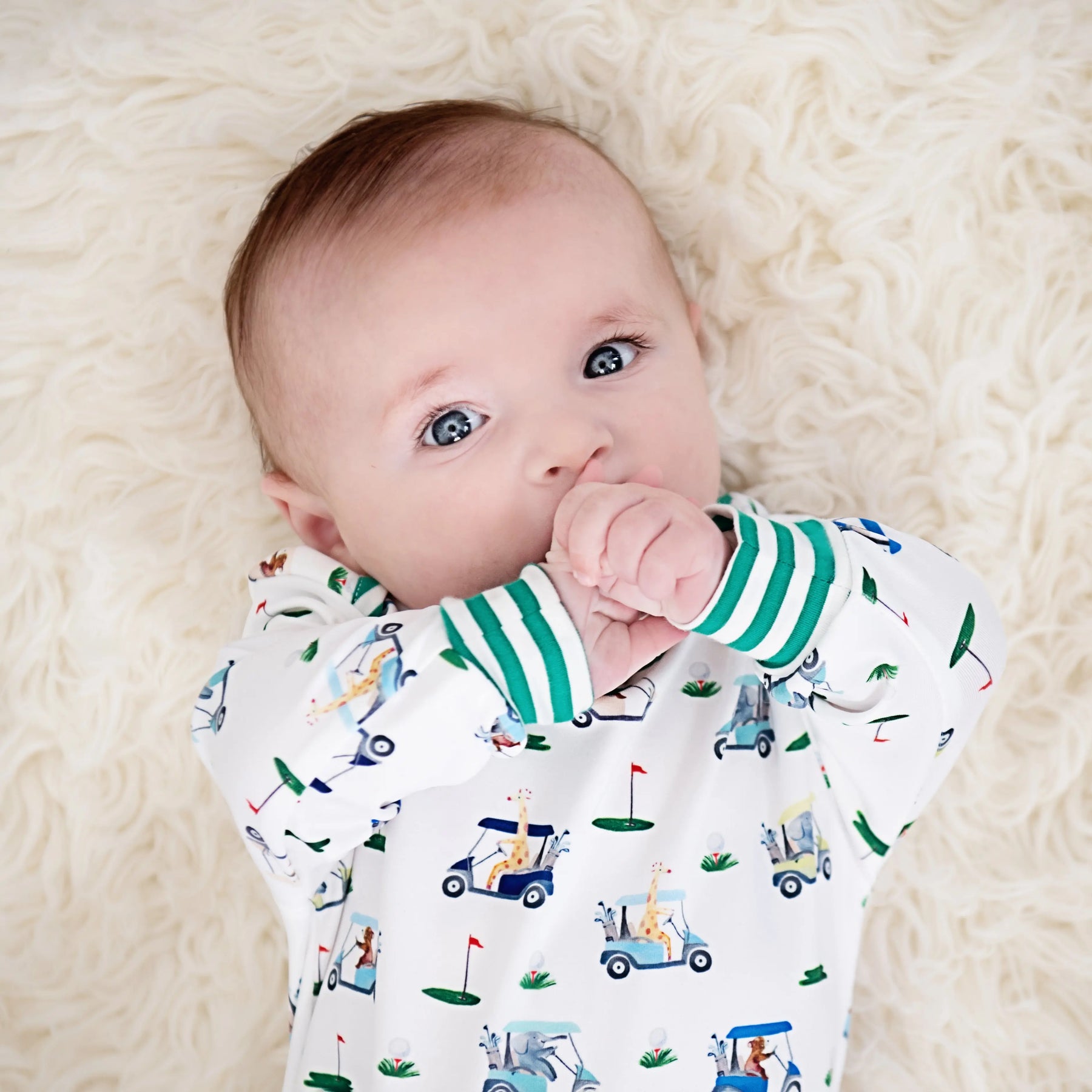Boys Fairway Golf Romper by Seven Lantern Lane, Southern lifestyle apparel detail photo 12