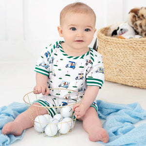 Boys Fairway Shortie Golf Romper by Seven Lantern Lane, Southern lifestyle apparel detail photo 9