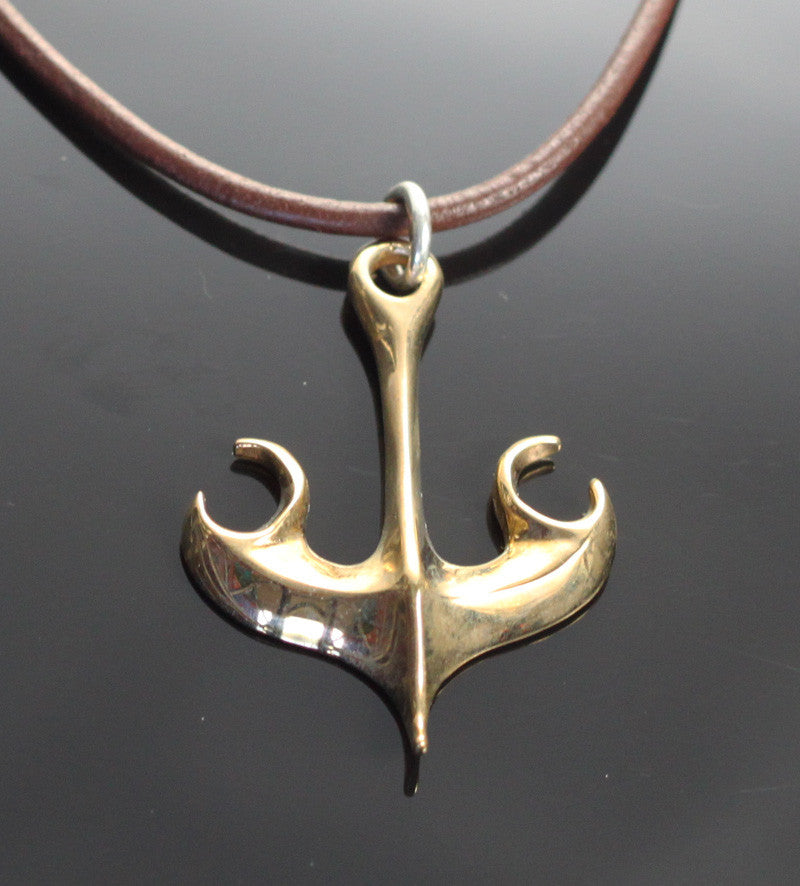 Bronze Wavy Anchor Pendant-BPP1052
