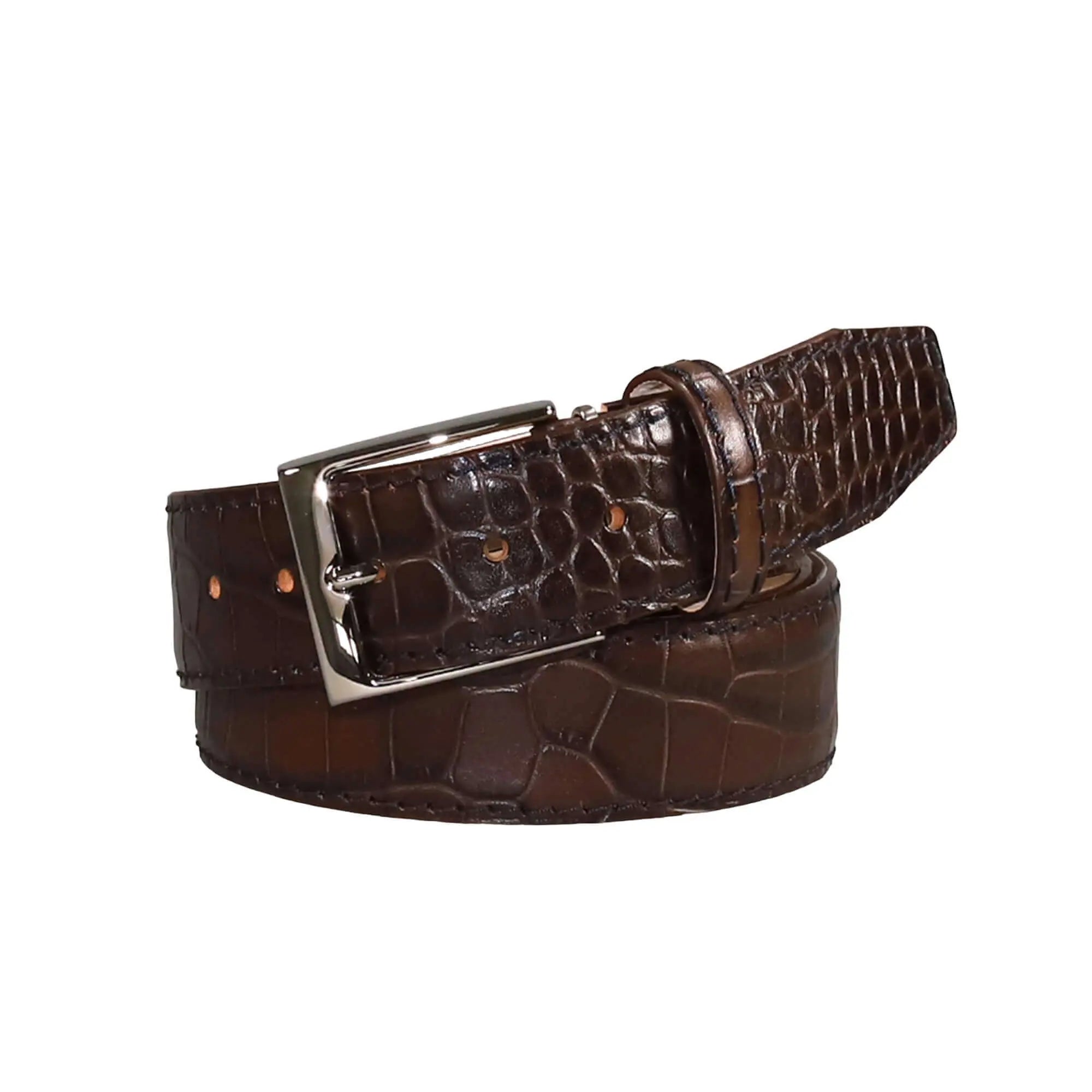 Brown Mock Croc Leather Belt