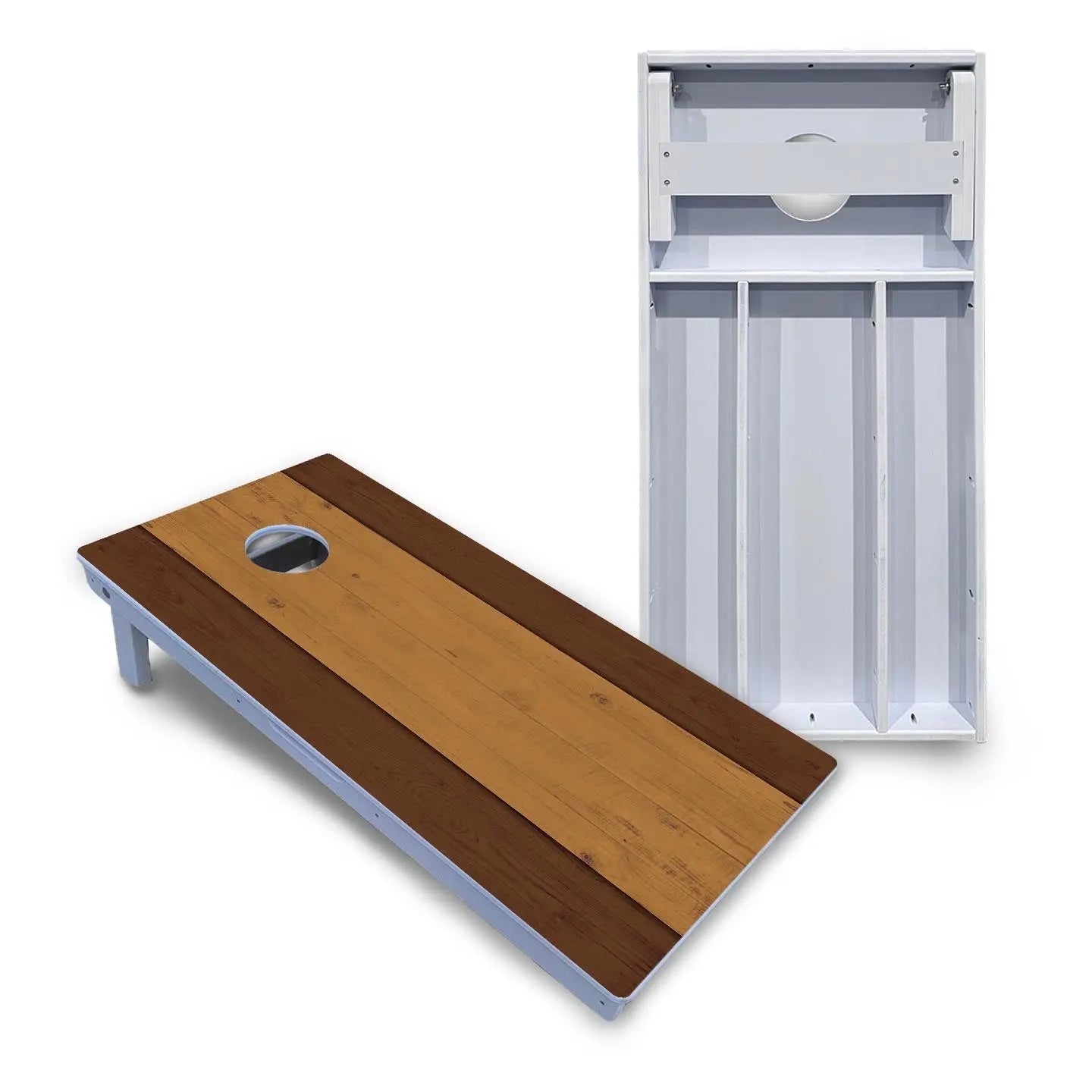 Brown Two Tone Planks Cornhole Boards - All Weather Series by Cornhole Solutions, custom cornhole board main product photo