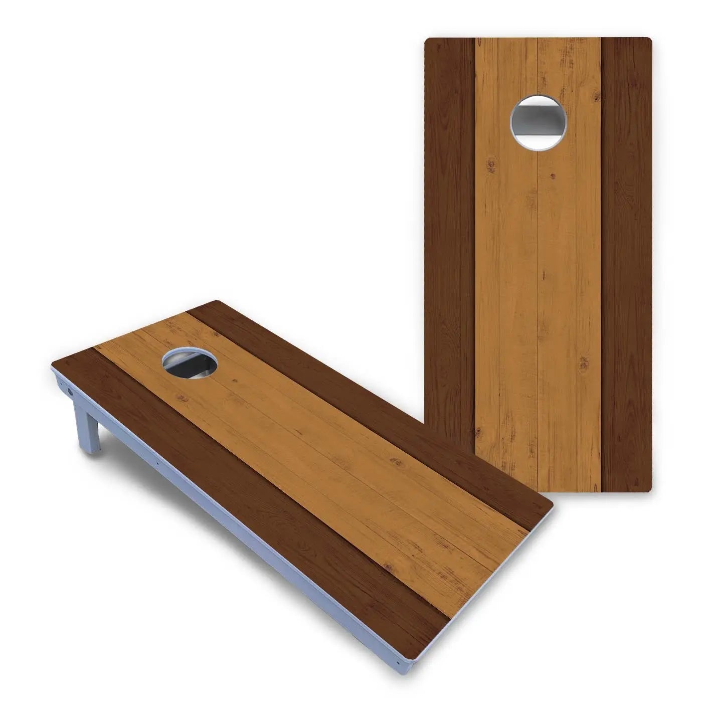Brown Two Tone Planks Cornhole Boards - All Weather Series by Cornhole Solutions, custom cornhole board detail photo 2