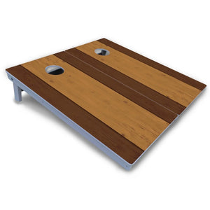 Brown Two Tone Planks Cornhole Boards - All Weather Series by Cornhole Solutions, custom cornhole board detail photo 3