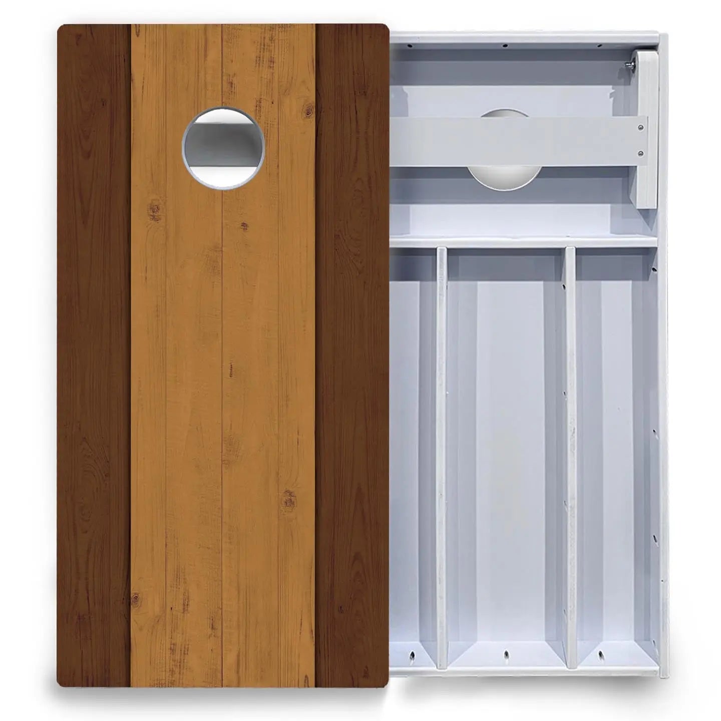Brown Two Tone Planks Cornhole Boards - All Weather Series by Cornhole Solutions, custom cornhole board detail photo 4