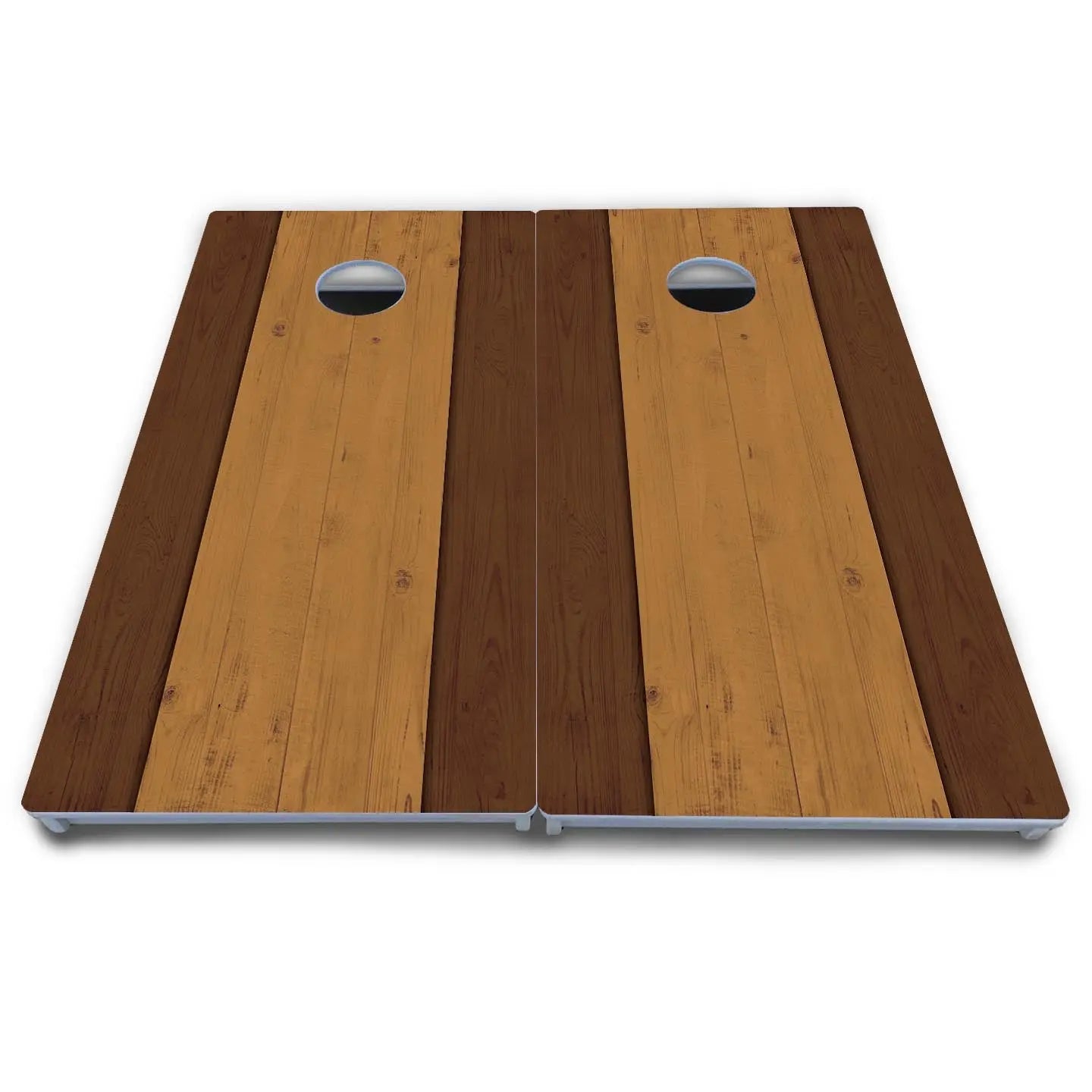 Brown Two Tone Planks Cornhole Boards - All Weather Series by Cornhole Solutions, custom cornhole board detail photo 5
