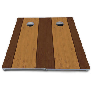 Brown Two Tone Planks Cornhole Boards - All Weather Series by Cornhole Solutions, custom cornhole board detail photo 5