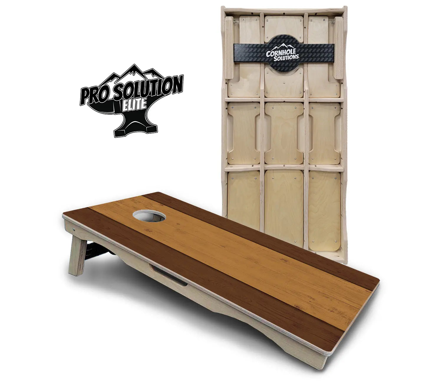Brown Two Tone Planks Cornhole Boards - Pro Solution Elite Series Cornhole Solutions