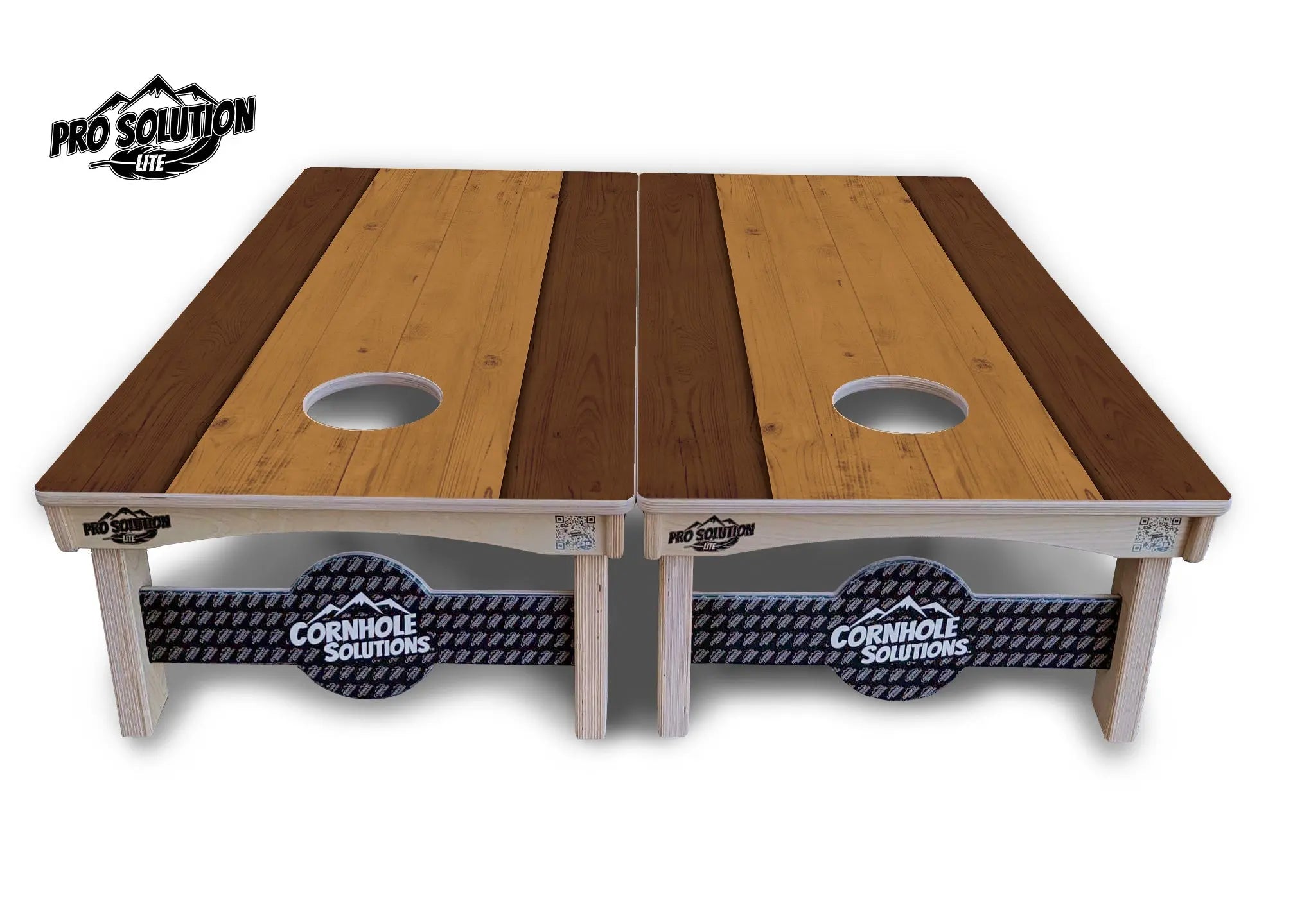 Brown Two Tone Planks Cornhole Boards - Pro Solution Lite Series by Cornhole Solutions, custom cornhole board detail photo 2