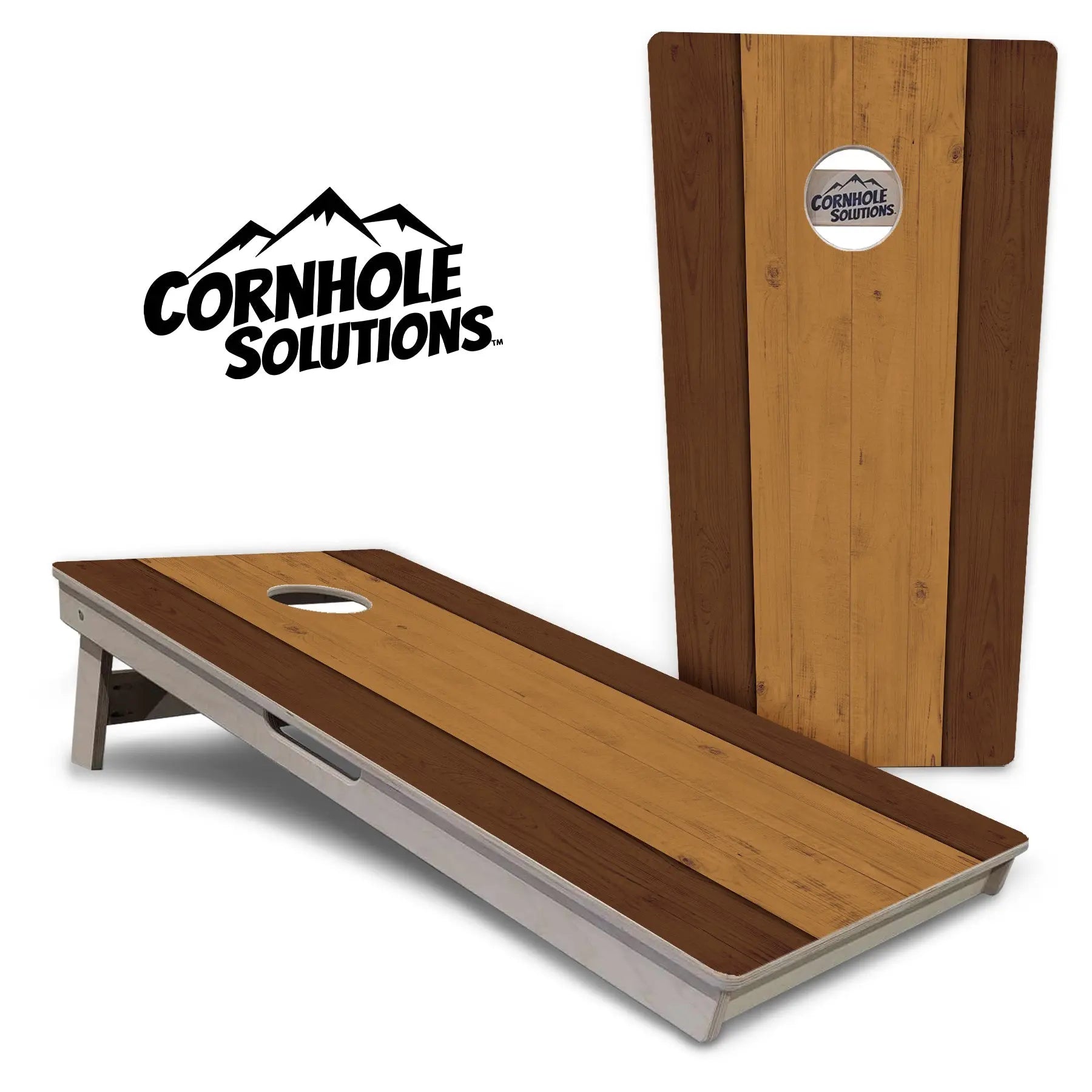 Brown Two Tone Planks Cornhole Boards - Professional Tournament Series Cornhole Solutions