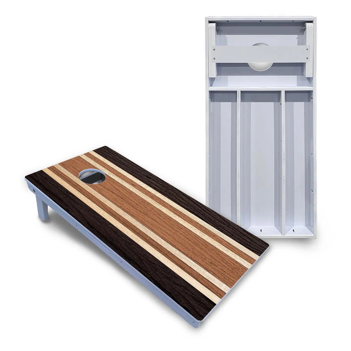 Brown Two Tone Stripes Cornhole Boards - All Weather Series by Cornhole Solutions, custom cornhole board main product photo