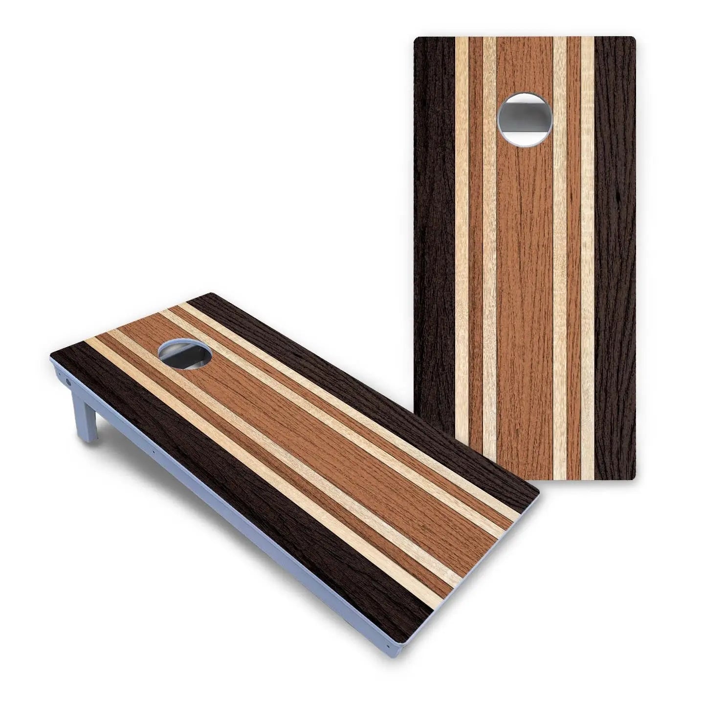 Brown Two Tone Stripes Cornhole Boards - All Weather Series by Cornhole Solutions, custom cornhole board detail photo 2
