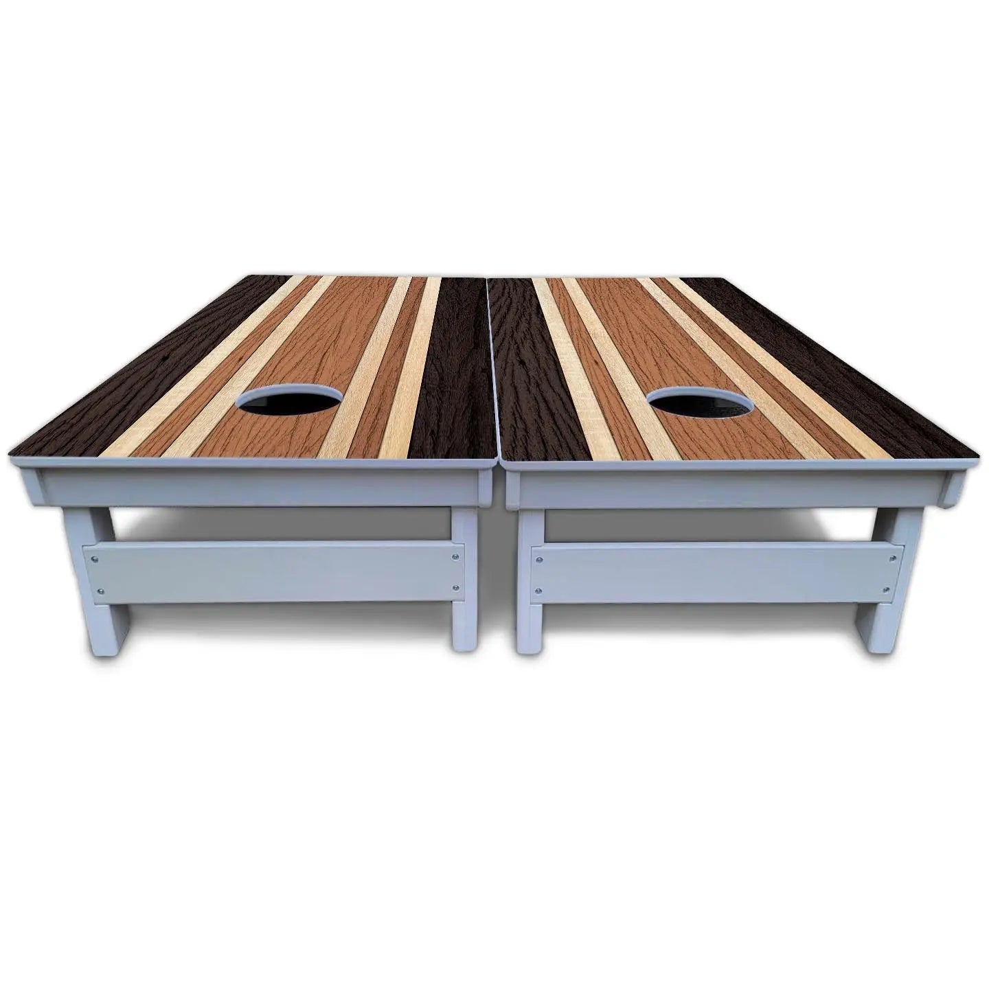 Brown Two Tone Stripes Cornhole Boards - All Weather Series by Cornhole Solutions, custom cornhole board detail photo 6