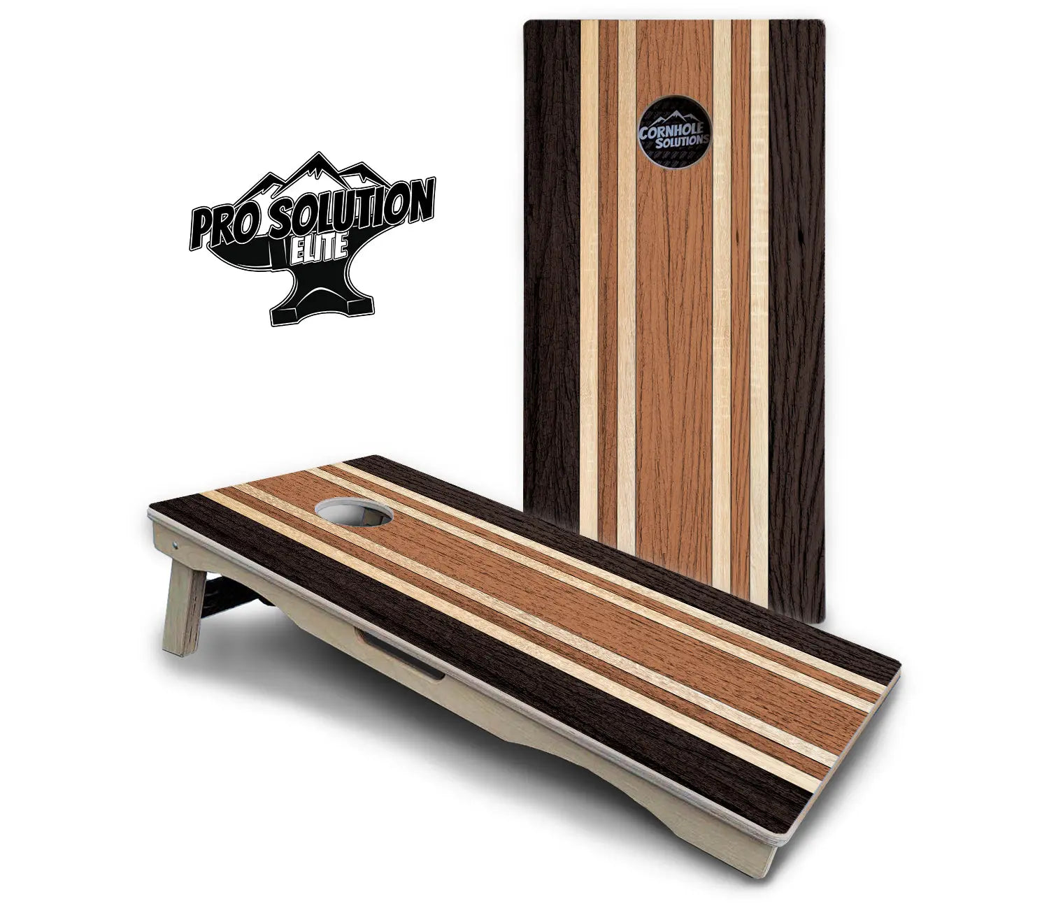 Brown Two Tone Stripes Cornhole Boards - Pro Solution Elite Series by Cornhole Solutions, custom cornhole board detail photo 2