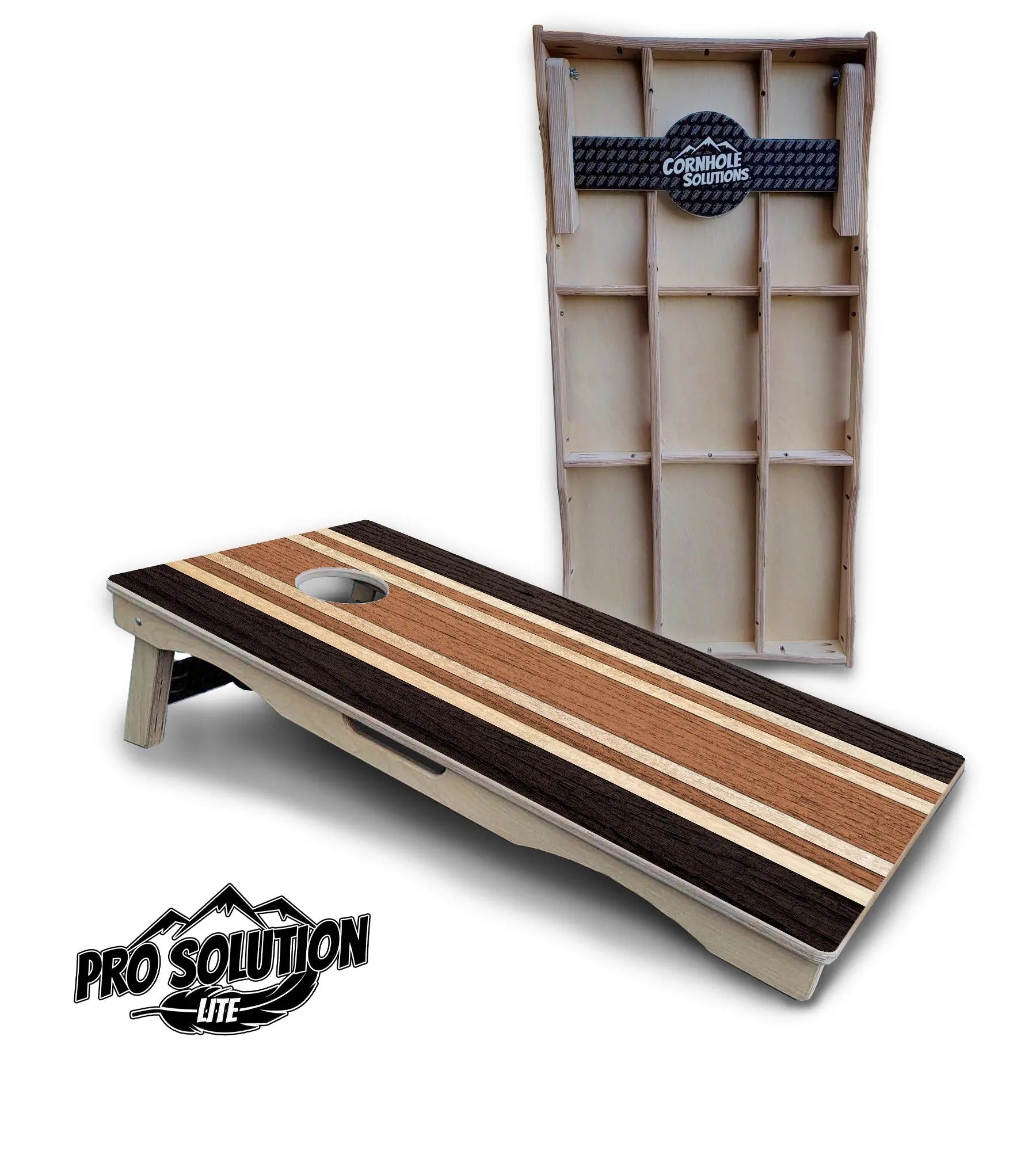 Brown Two Tone Stripes Cornhole Boards - Pro Solution Lite Series by Cornhole Solutions, custom cornhole board main product photo