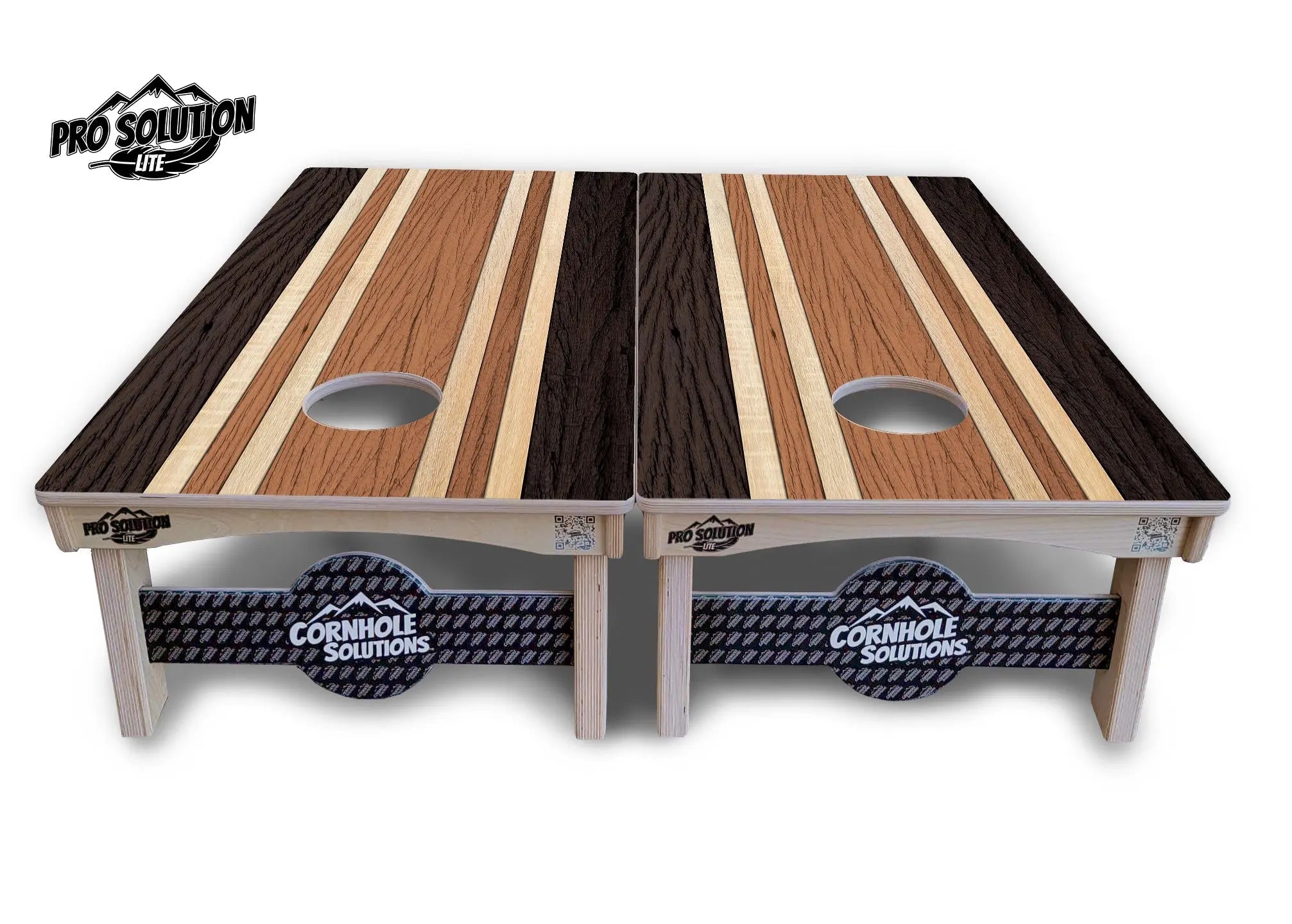 Brown Two Tone Stripes Cornhole Boards - Pro Solution Lite Series by Cornhole Solutions, custom cornhole board detail photo 2