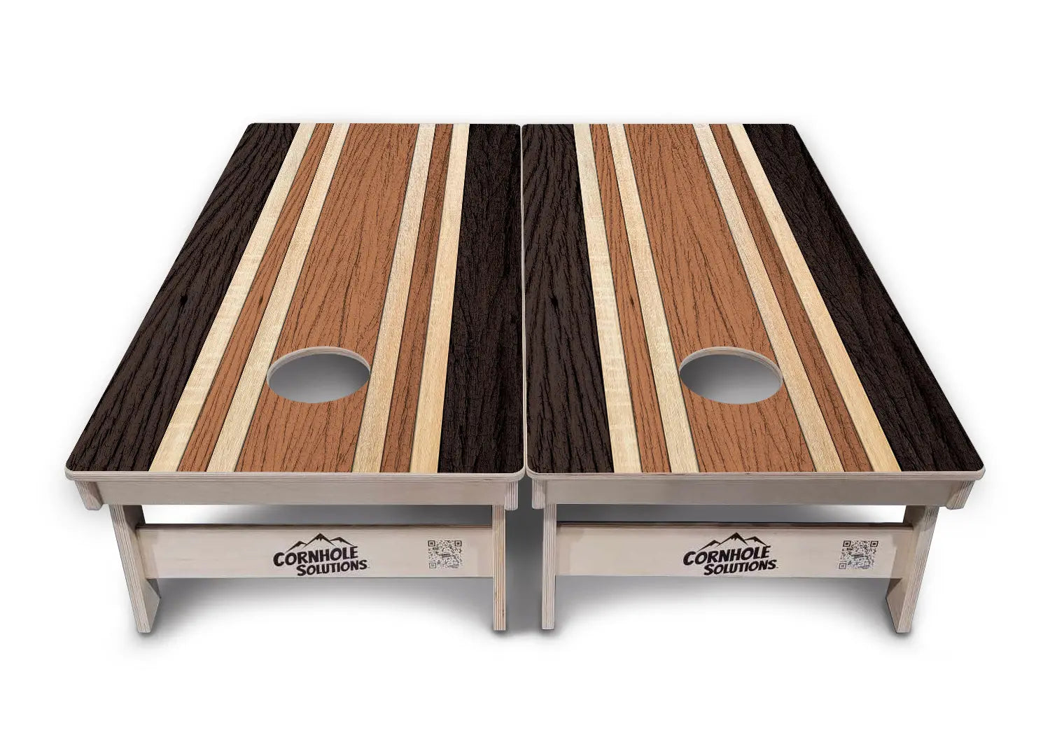 Brown Two Tone Stripes Cornhole Boards - Professional Tournament Series by Cornhole Solutions, custom cornhole board detail photo 2