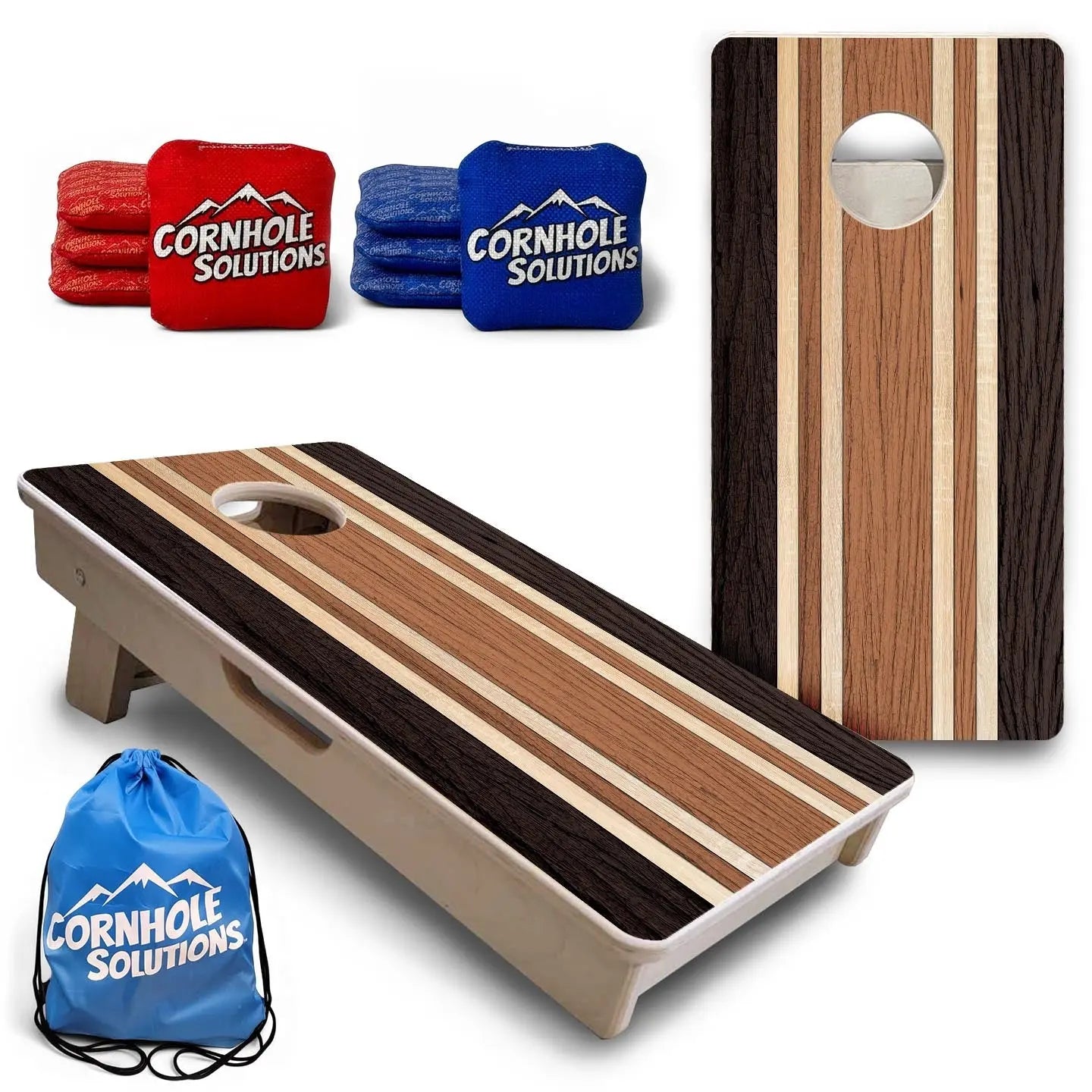 Brown Two Tone Stripes - Mini or Vacation Size Cornhole Boards by Cornhole Solutions, custom cornhole board main product photo